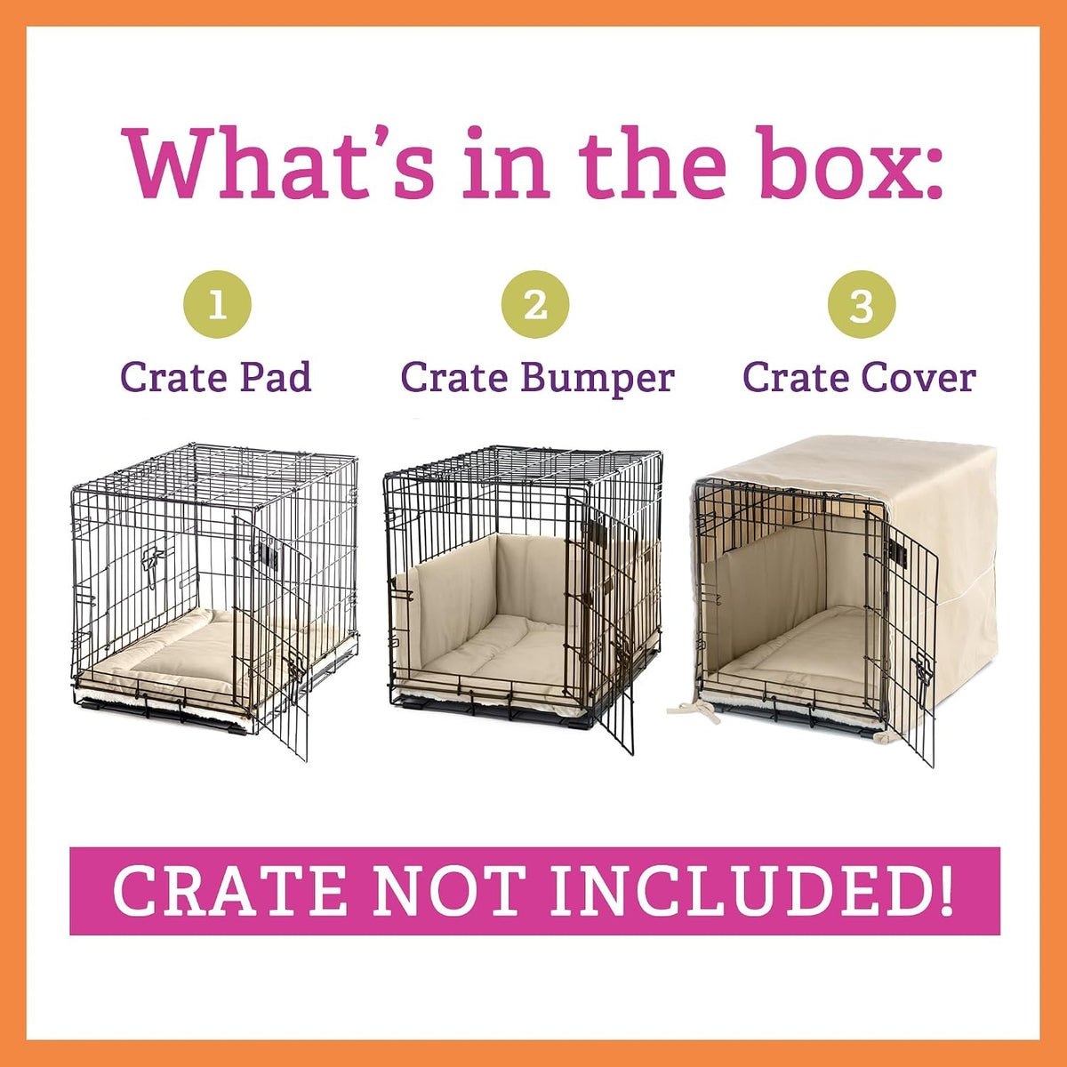 Pet Dreams khaki dog crate cover with open front showing safe interior ventilation