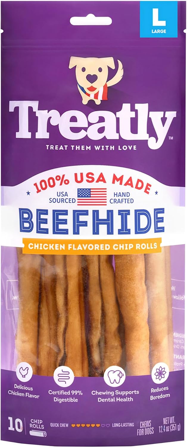 USA Beefhide Chip Rolls 5-6" Dog Chew Treats - Peanut Butter Flavor, 20 Count/2 Pack - Image 12