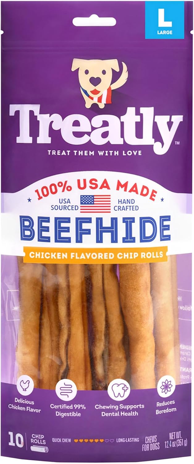 USA Beefhide Chip Rolls 10-11" Dog Chew Treats - Natural Flavor, 10 Count/1 Pack - Image 14
