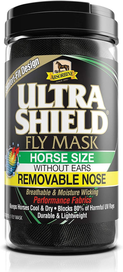 Absorbine UltraShield Equine Fly Mask front view for horses