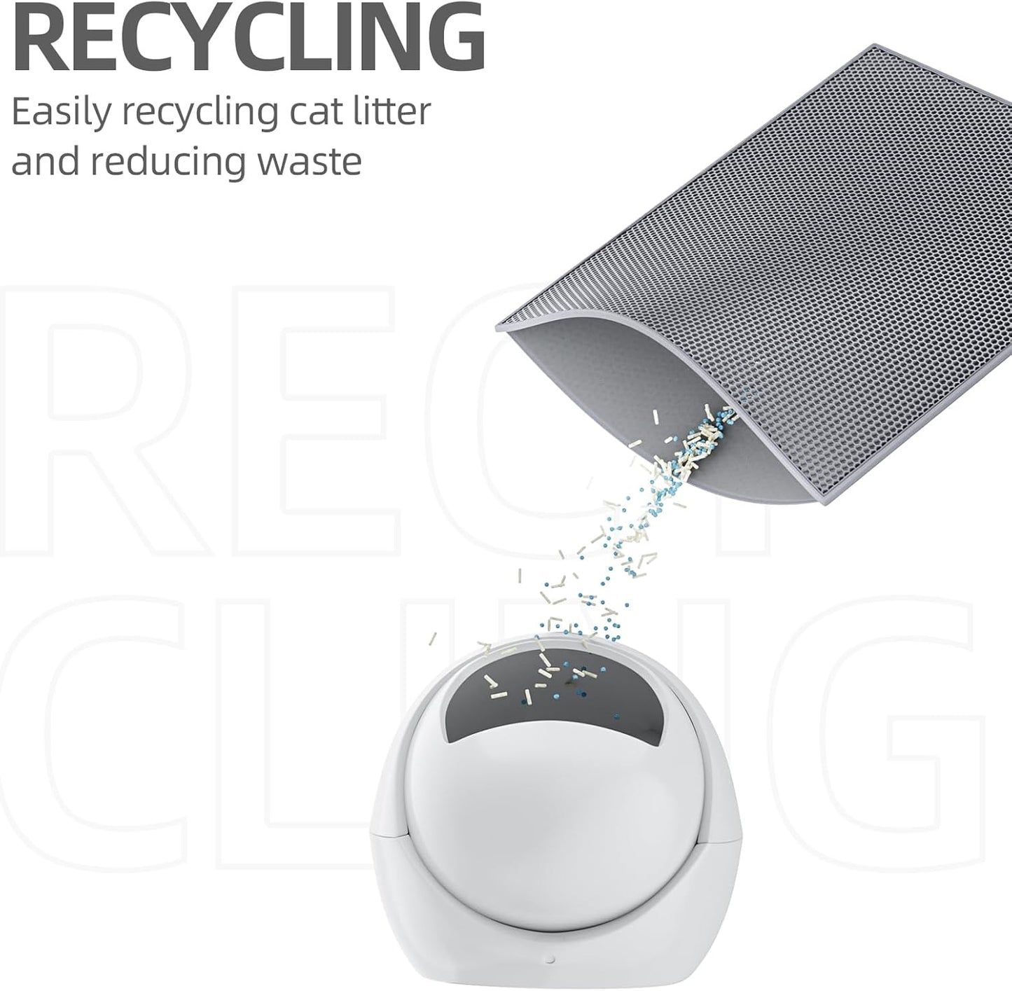 Grey ESTHELLO anti tracking mat placed neatly in front of a modern litter box.