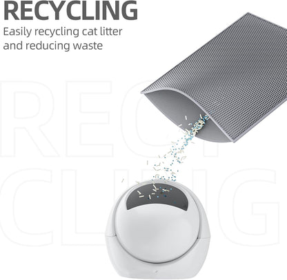 Grey ESTHELLO anti tracking mat placed neatly in front of a modern litter box.