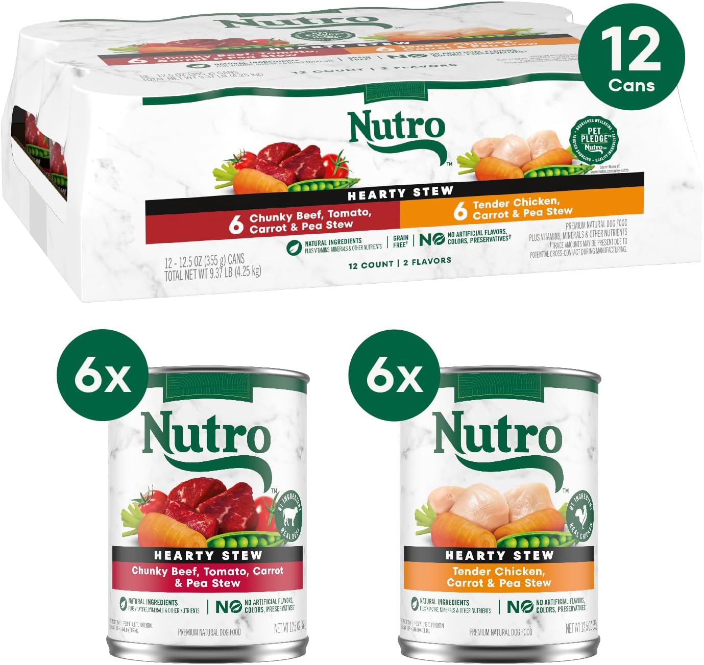 Nutro premium canned dog food chicken and beef cuts in gravy flavors