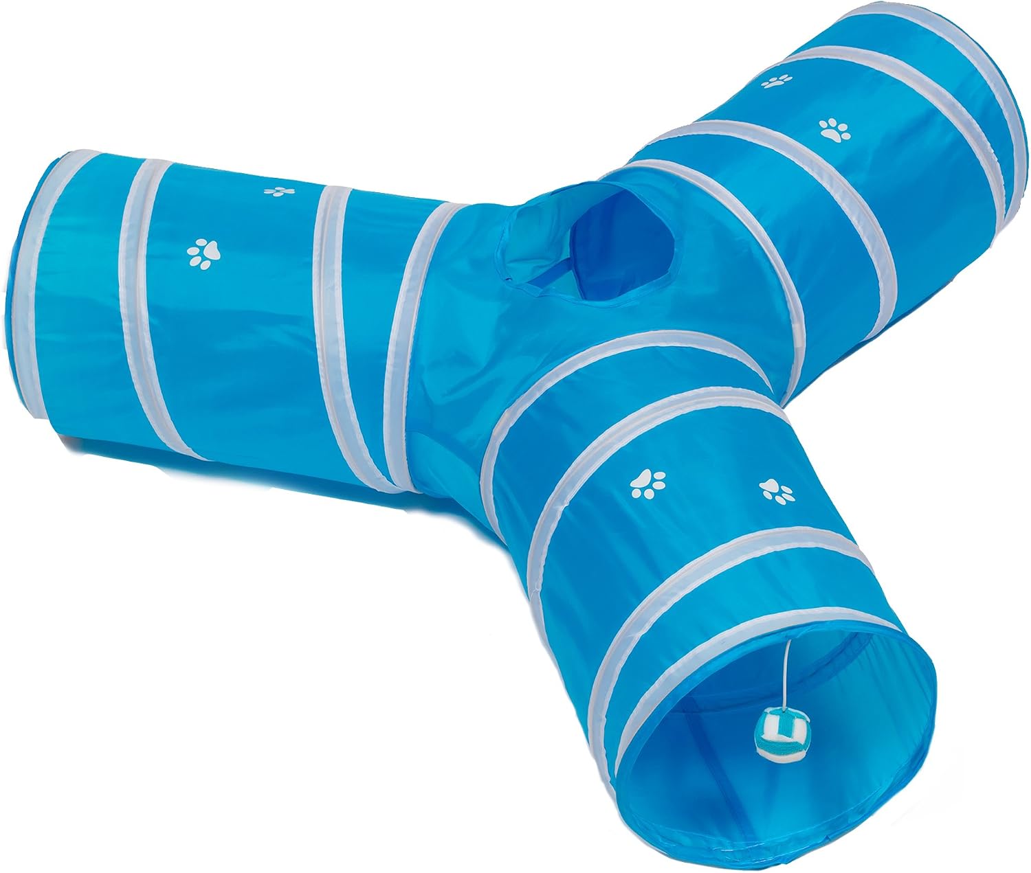 Cat Tunnel - Collapsible 3 Way Play Toy - Interactive Tube Toys for Rabbits, Kittens, and Dogs - Black/Pink - Image 10