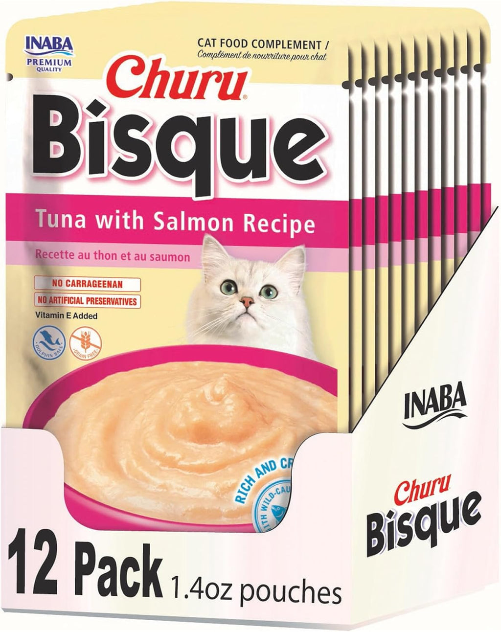 INABA Churu Bisque for Cats, Creamy Lickable Pure Side Dish with Vitamin E, 1.4 Ounces per Pouch, 12 Pouches, Tuna & Chicken Variety - Image 9