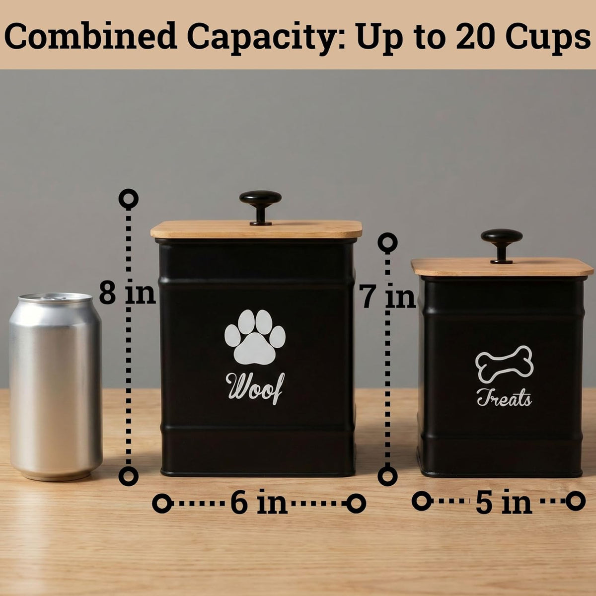 Top view of dog treat jars showing storage capacity