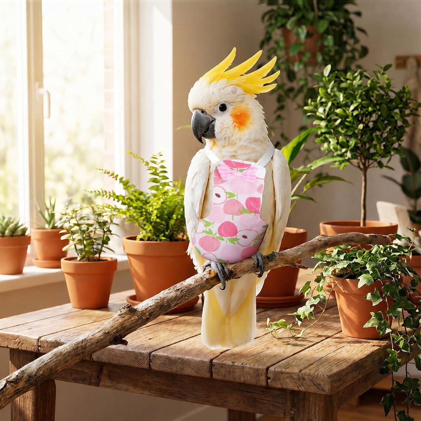LXUEJIE washable parrot clothing demonstrating the soft breathable fabric weave for medium birds