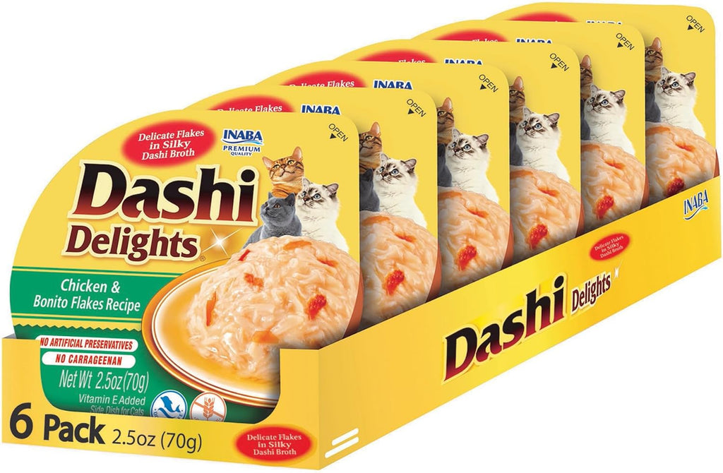 INABA Dashi Delights for Cats, Shredded Tuna Side Dish with Bonito Flake Broth, Cat Food Complement with Taurine & Green Tea Extract, 2.5 Ounce Cup, 6 Cups Total, Tuna with Bonito Flakes Recipe - Image 11
