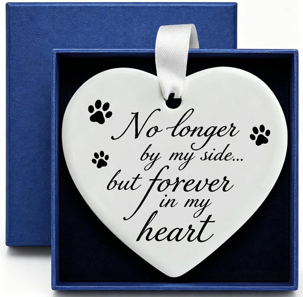 OFlyDesigns Pet Memorial Ceramic Heart Keepsake,When Tomorrow Starts Without Me Remembrance Ornament for Dog or Cat, Loving Memory Sympathy Decor with Gift Box, Pet Loss Bereavement Hanging Heart - Image 9