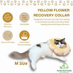 Small size yellow sunflower cat recovery cone displayed flat to show dimensions