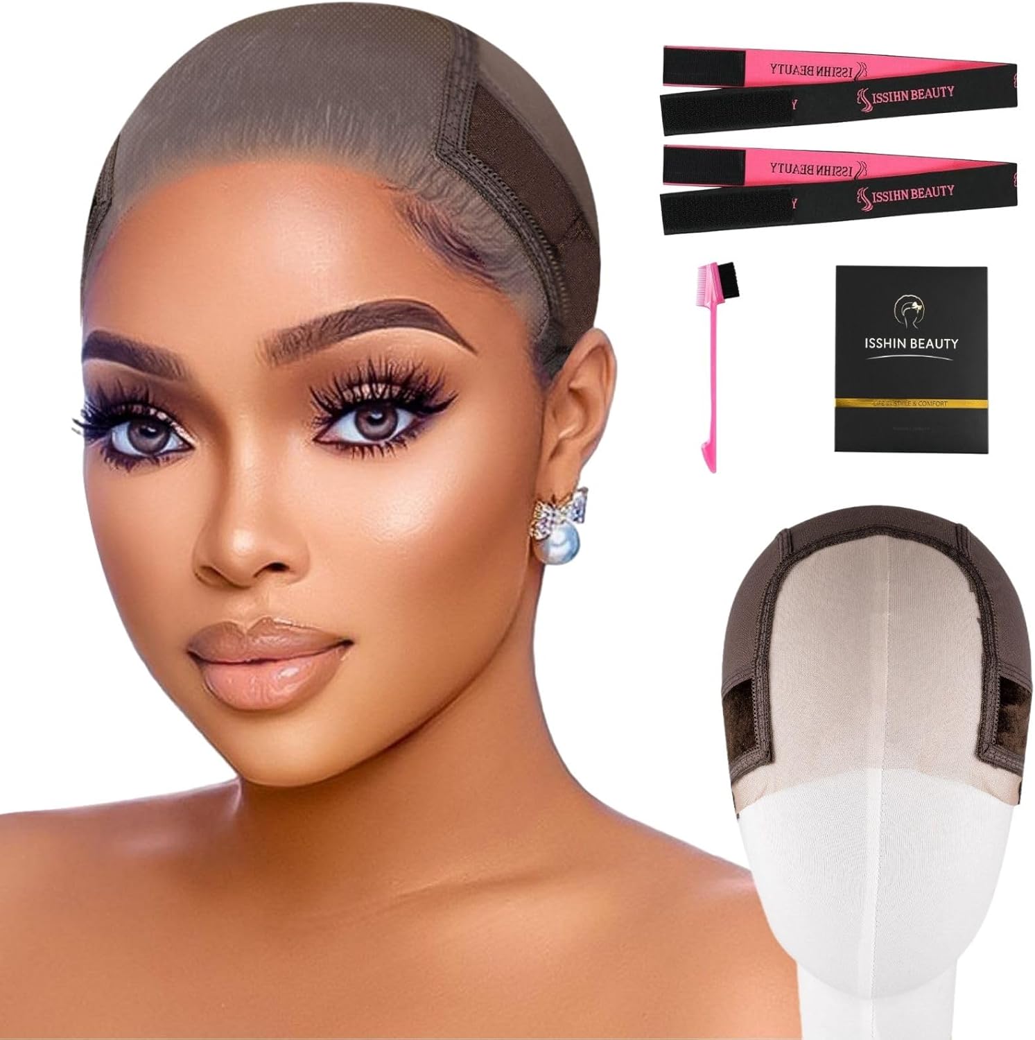 Isshin Beauty Lace Wig Grip Cap front view with transparent lace