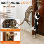 URMYONLY independent play feline plush set highlighting the erratic bouncing elastic cord.