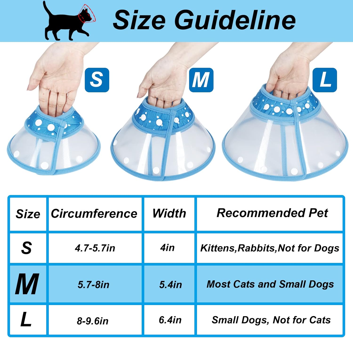 Adjustable veterinary E-collar for mini dogs and kittens