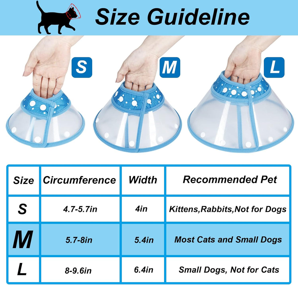 Adjustable veterinary E-collar for mini dogs and kittens