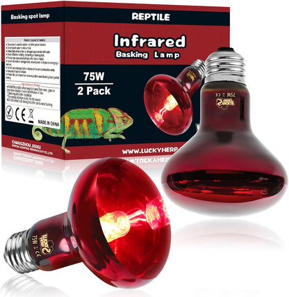 LUCKY HERP Infrared Heat Lamp 100W 2 PackReptile & Amphibian Basking Spot Light Bulbs, Red Heat Lamp Bulbs for Reptiles, Bearded Dragon, Turtle, Lizard, Snake, Chicken - Image 9