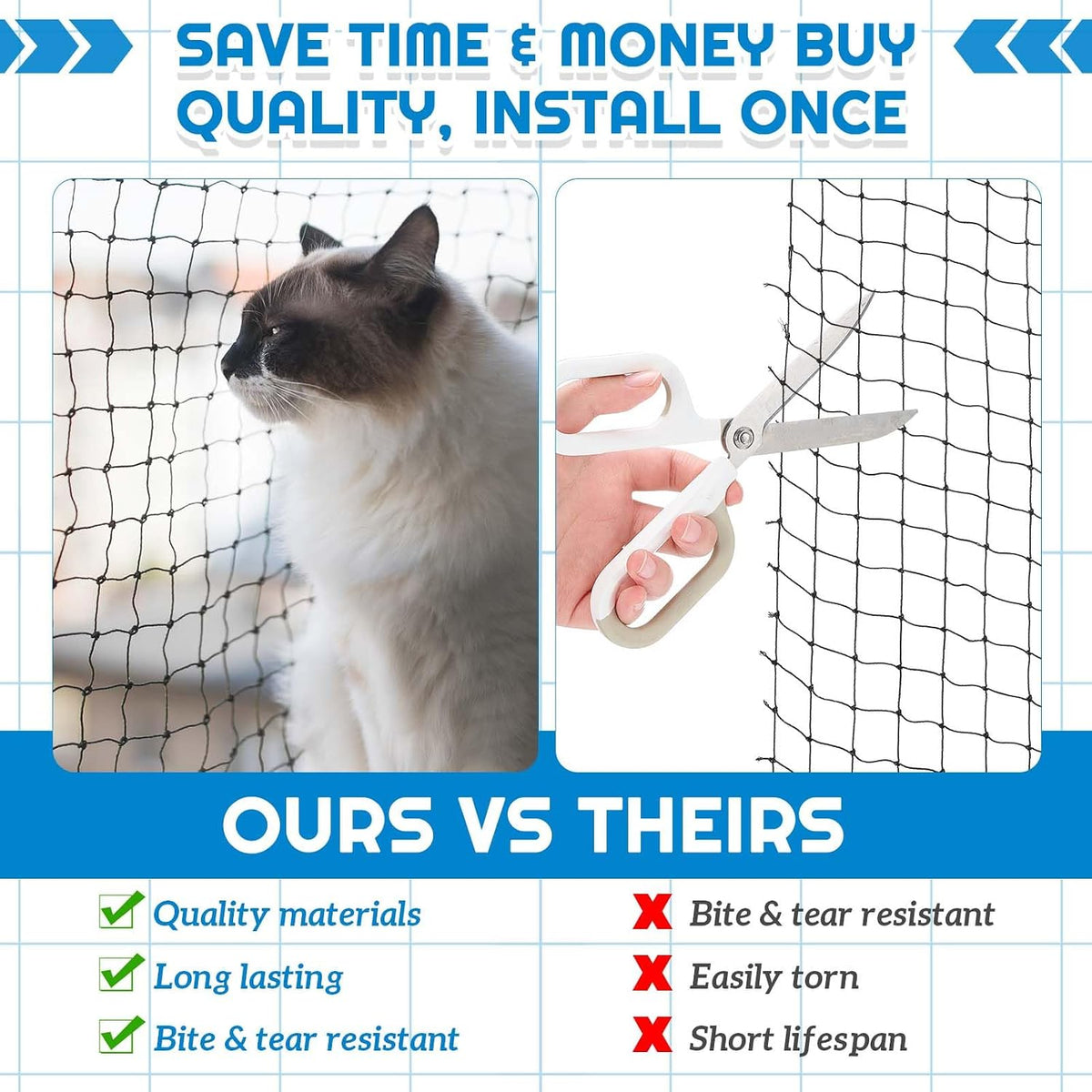Customized catio barrier using MorningRo safety netting