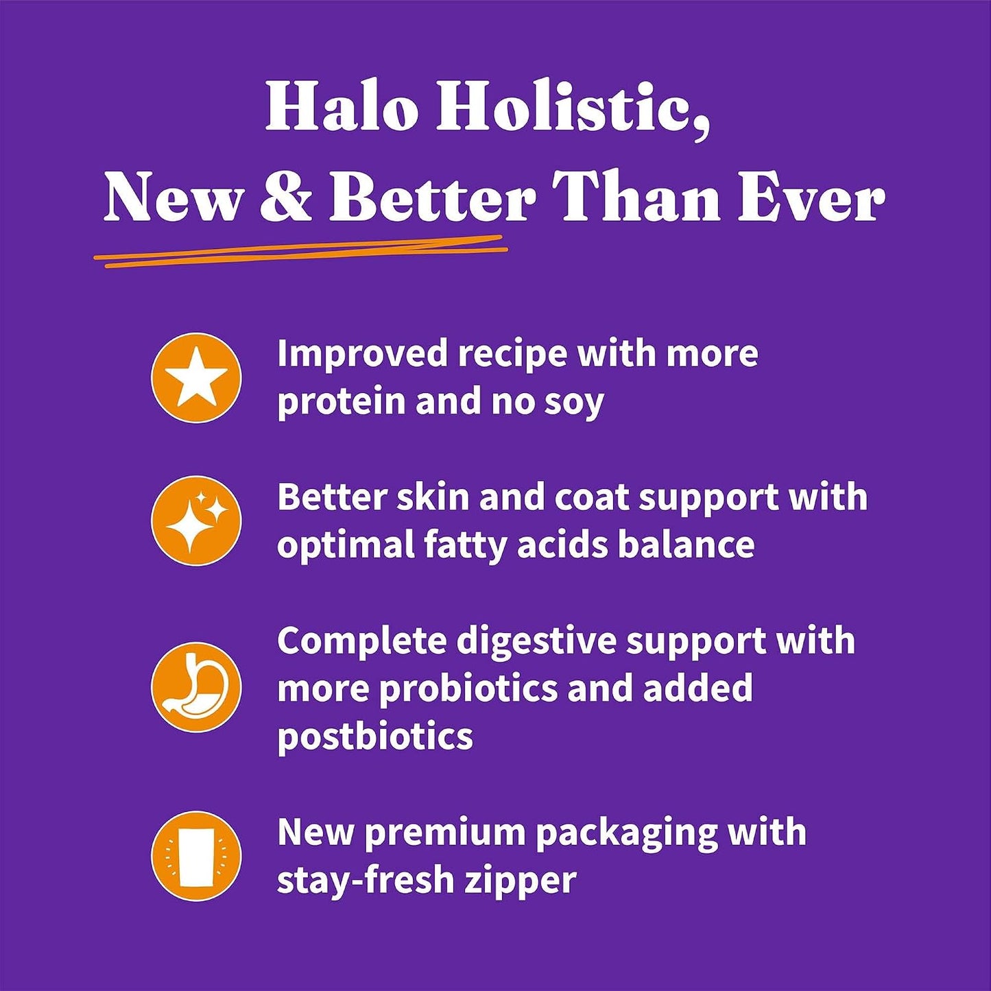 Halo cat food bag side view showing ingredient list