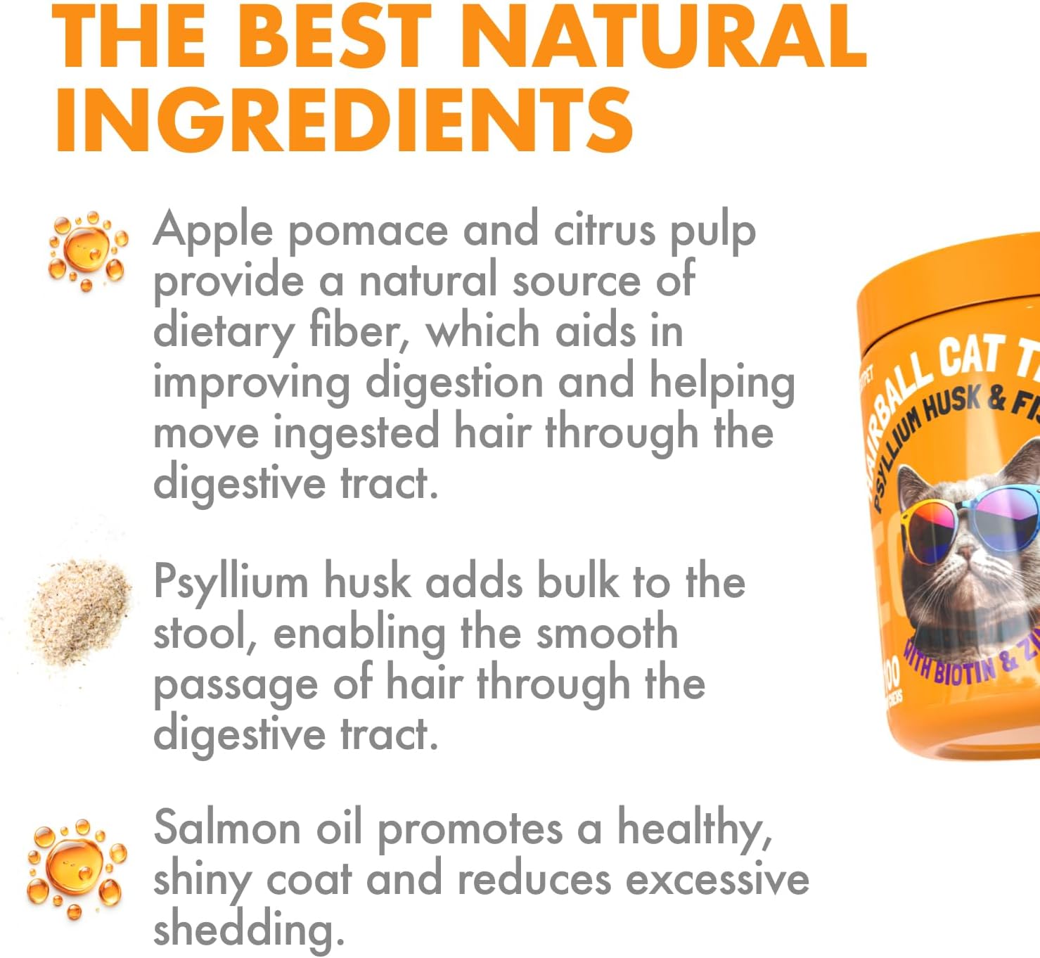 LEGITPET one hundred count jar of natural cat hairball treats