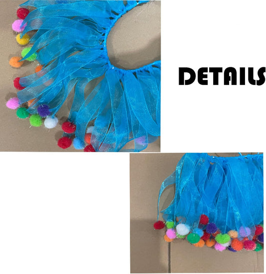 Blue cute colorful dog collar with elastic party hat set