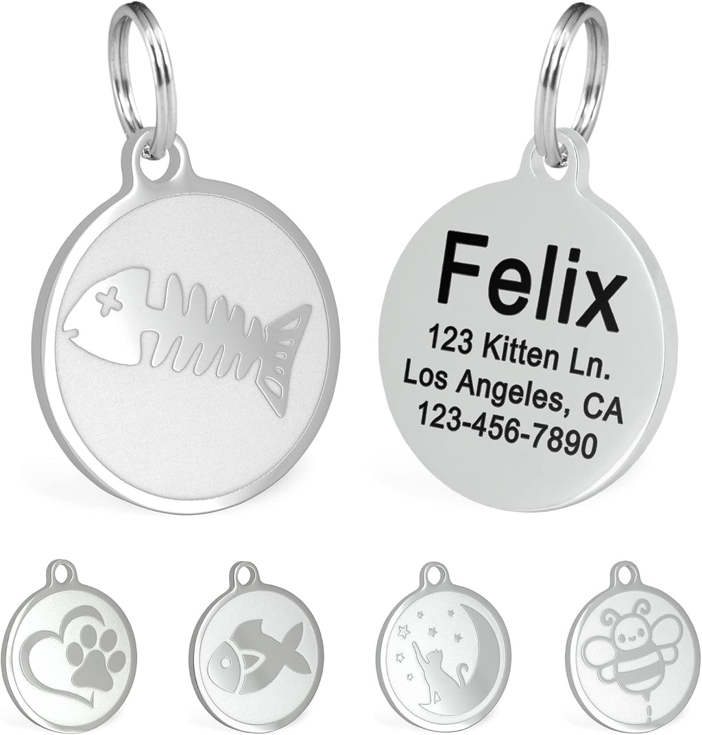 Ultra Joys Engraved Cat Name Tags Personalized - Stainless Steel Name Tag Pet Identification - Small Dog ID Tags Personalized for up to 4 Lines of Text - Pet ID Tags for Cat Collar - Pirate - Image 11