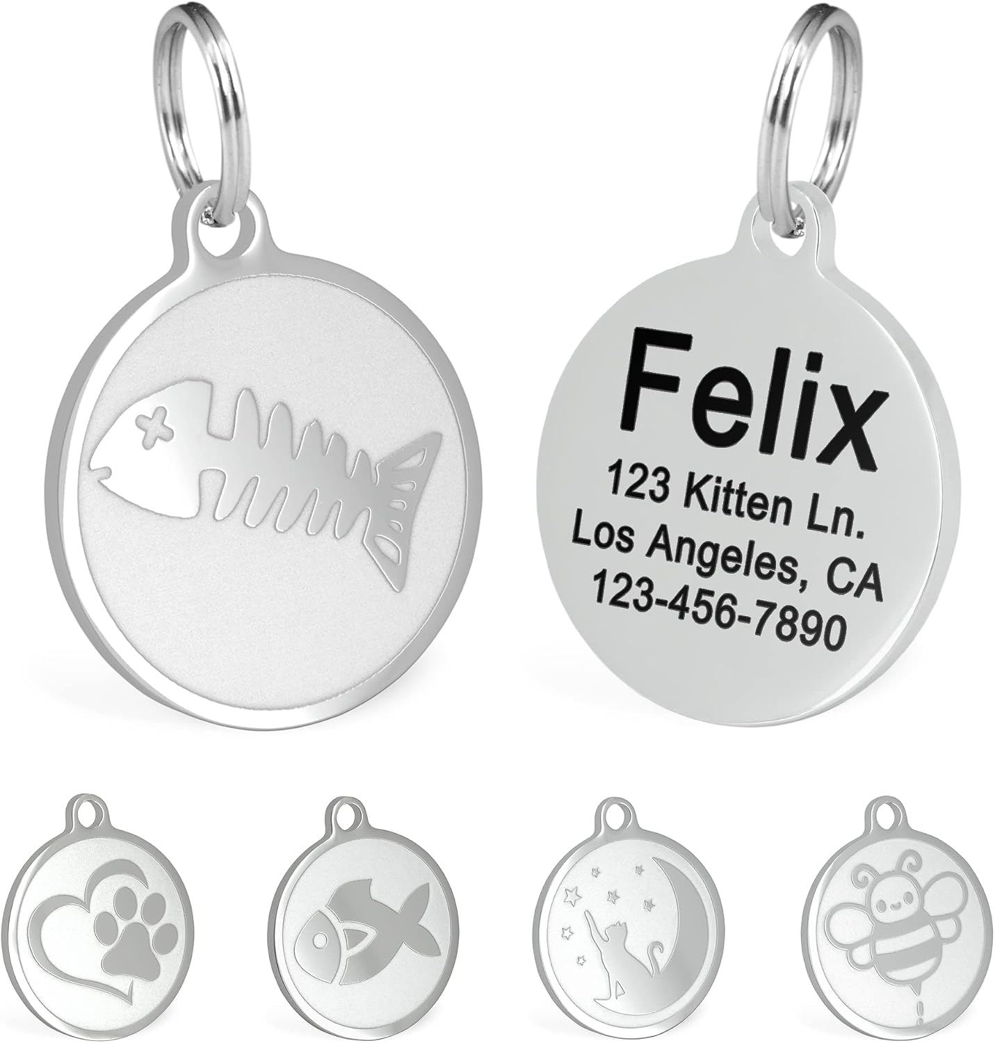 Ultra Joys Engraved Cat Name Tags Personalized - Stainless Steel Name Tag Pet Identification - Small Dog ID Tags Personalized for up to 4 Lines of Text - Pet ID Tags for Cat Collar - Pirate - Image 11