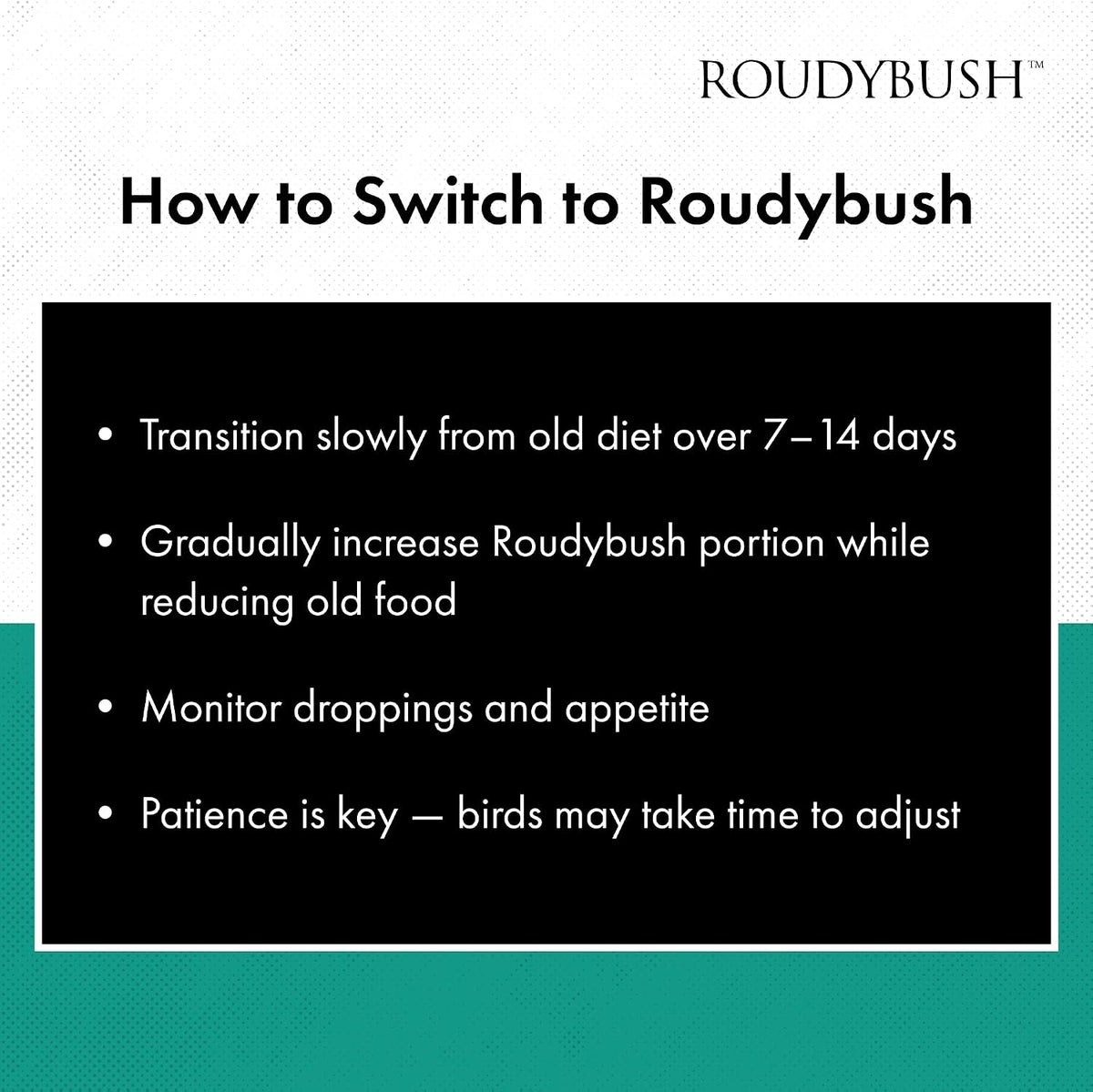 RoudyBush maintenance diet mini pellets in container
