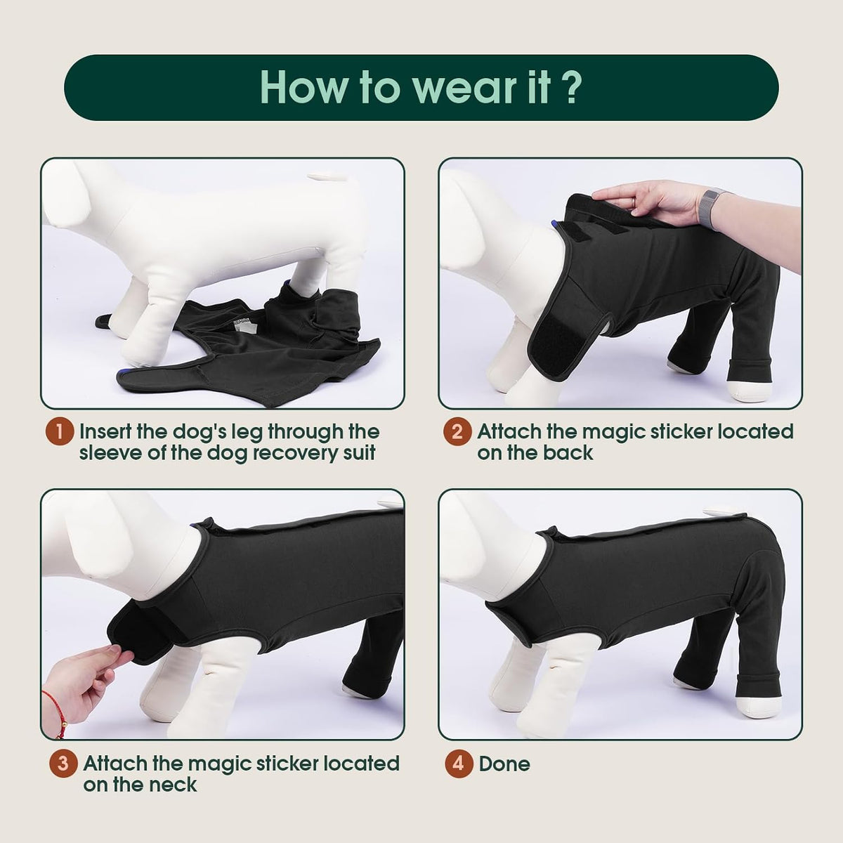 Kuoser breathable fabric dog surgical onesie details