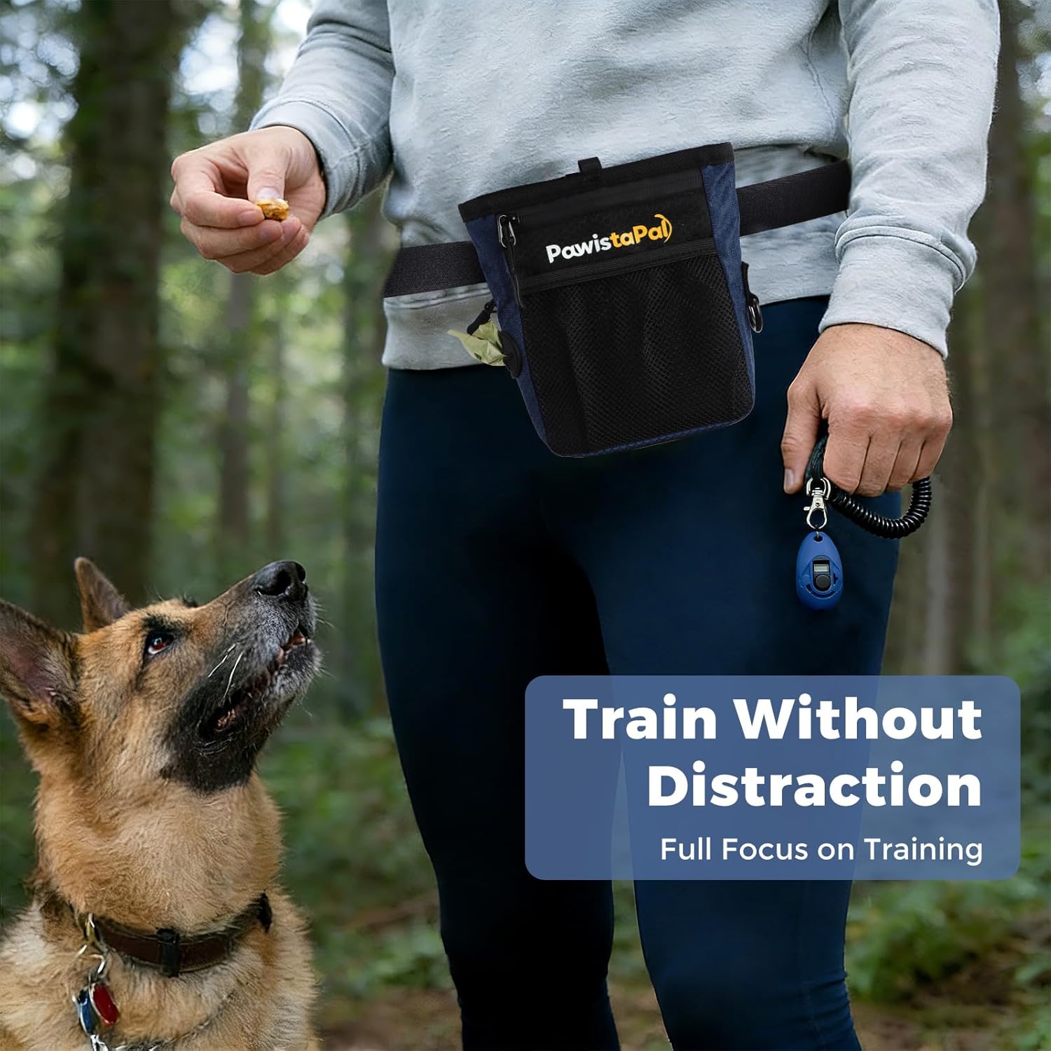 PawistaPal walk bag illustrating the adjustable waist belt configuration setup