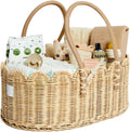 Bebe Bask Poppy scalloped rattan baby diaper caddy front view