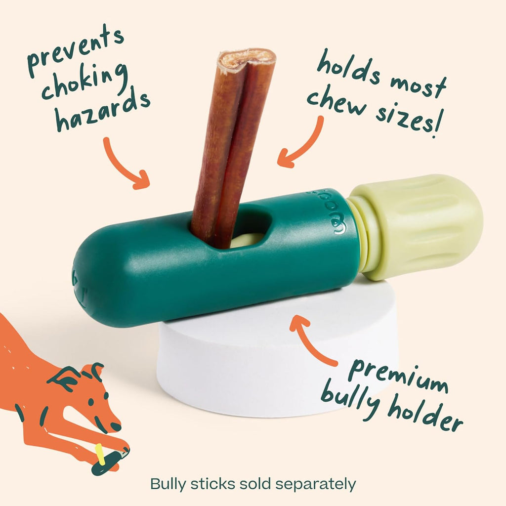 Dog enjoying safe playtime with Woof BullySafe holder