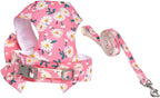 Back view of YKYUASD pink dog harness with leash attached