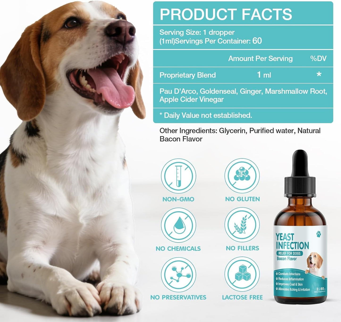 Armoya natural yeast treatment showing ingredients for dog allergy care