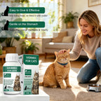 Side angle view of the one hundred twenty milliliter Totoketty cat health supplement bottle.