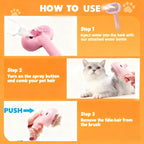 Collected pet fur being pushed off the bristles using the self cleaning button