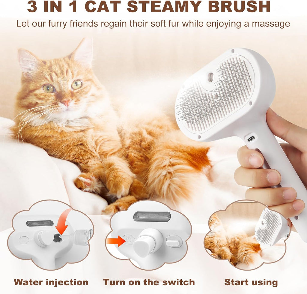 White CityinSky steam grooming brush for cats and dogs