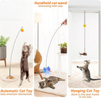 JXFUKAL detachable teaser wand being held by a person interacting with an indoor cat.