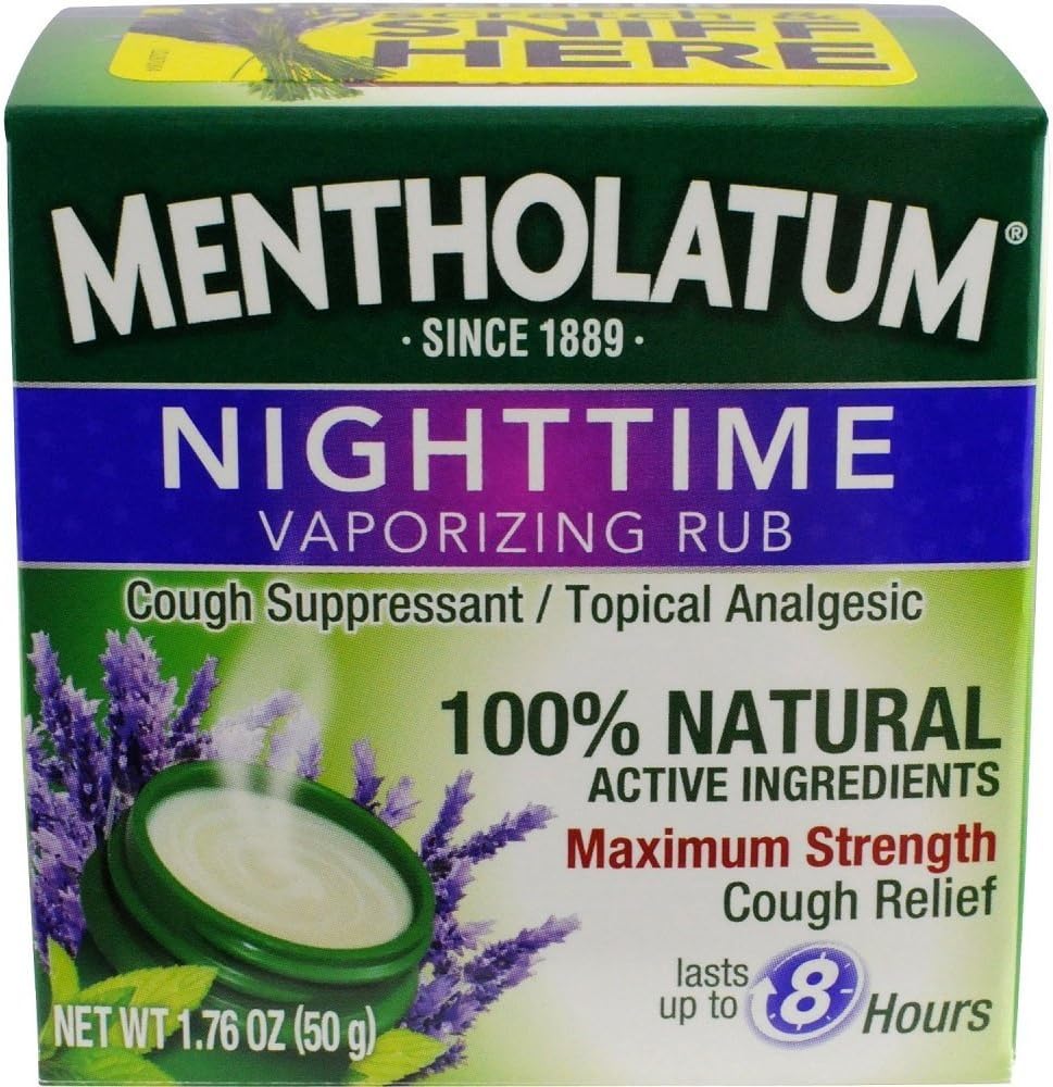 Mentholatum Nighttime Vaporizing Rub 2 pack front view authentic USA imported cough relief ointment