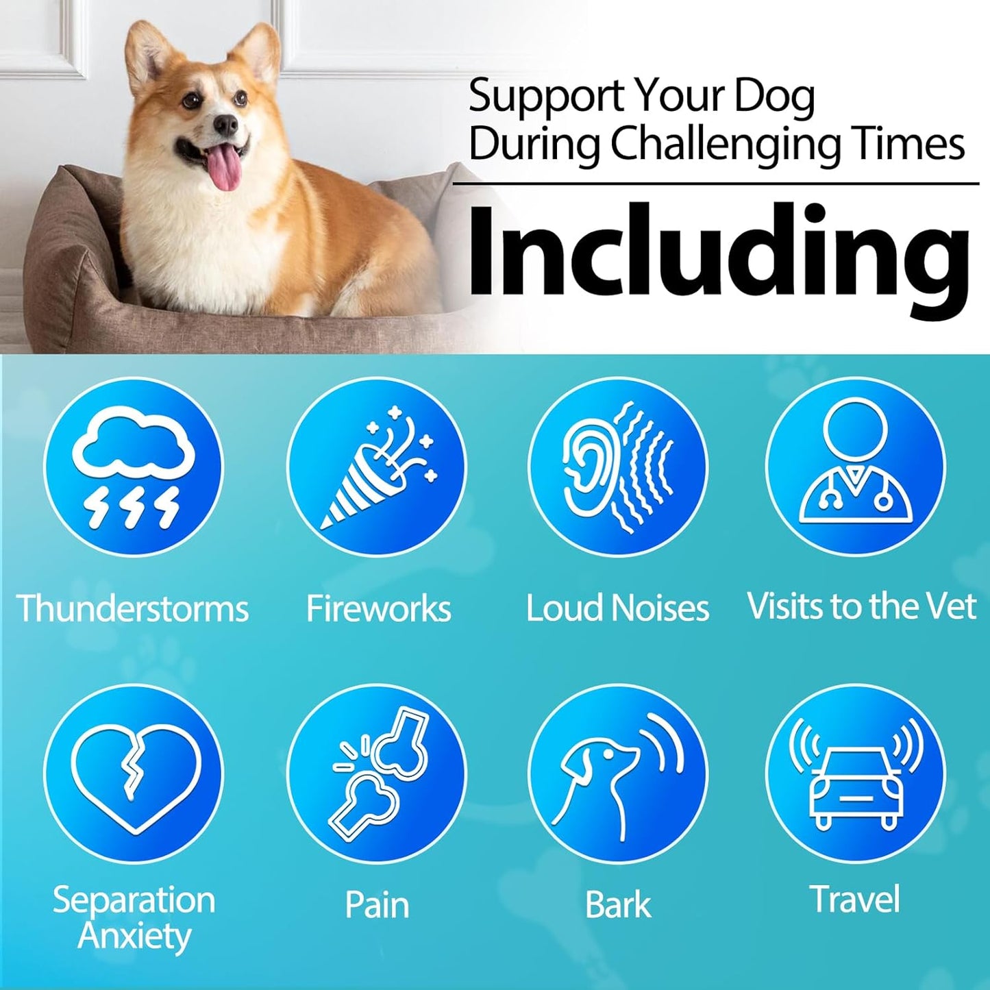 Carmelie hemp calming dog supplements ingredient list view valerian root and chamomile