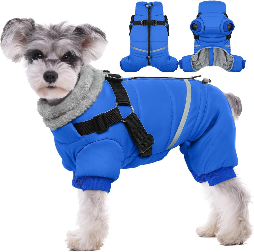 BRKURLEG Purple Dog Coat with Harness, Dog Winter Jacket, Dogs Onesie Body Warm Jackets, Small Dogs Winter Coats Reflective Windproof Warm Cold Weather Coats, Pet Waterproof Jackets, M - Image 9