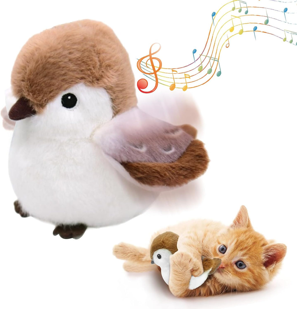 Cat Toys, Flapping Wings Sparrow, No Flying, Chirping Bird Interactive Catnip Toy for Kitten or Small Dogs, Touch Activated, Rechargeable - Image 12