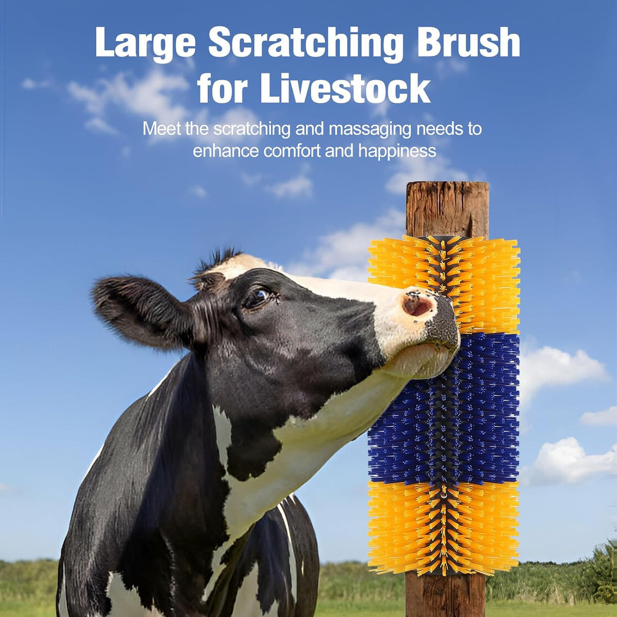 Chewoof scratching brush installed on wooden post