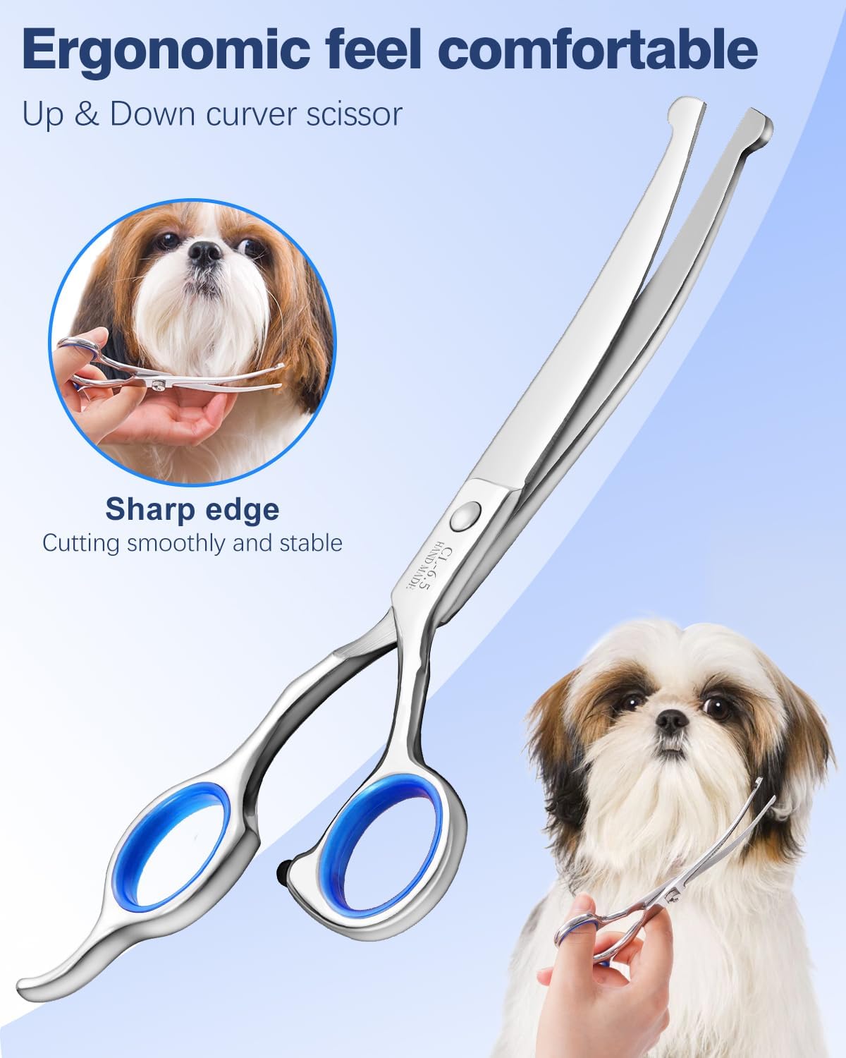 Fiurfiy dual-purpose steel grooming comb next to professional pet shears for untangling dog and cat coats