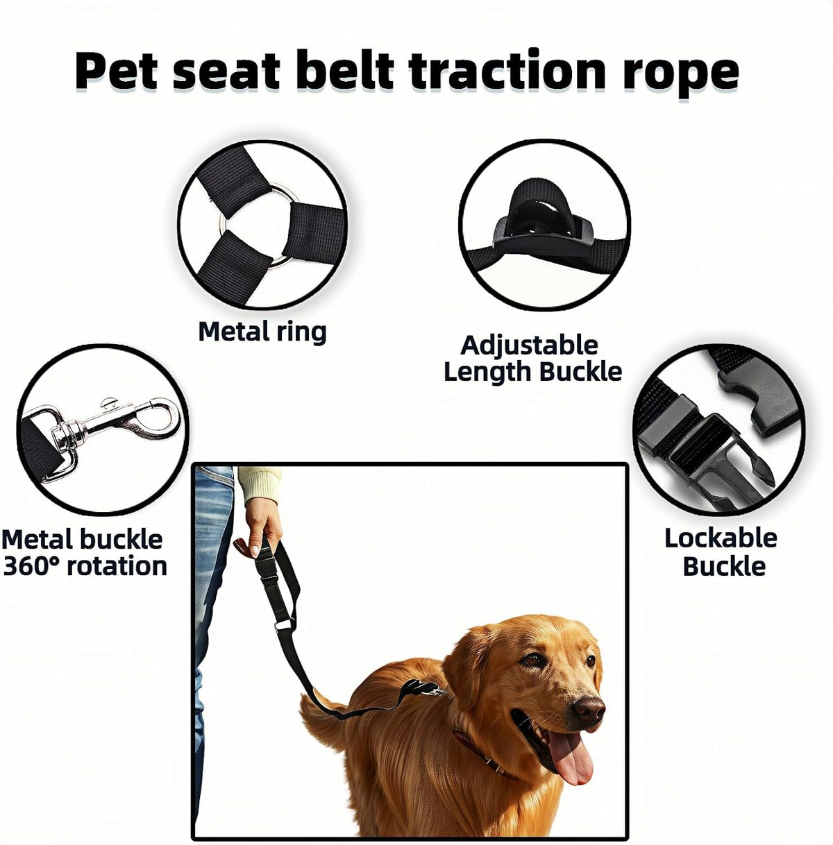 Small dog safely secured in backseat with RyanDesign strap