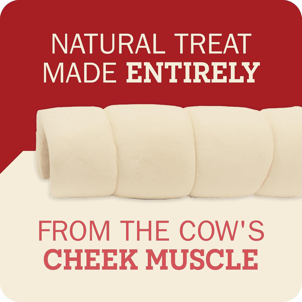 Long lasting durable dog chew roll for aggressive chewers close up view