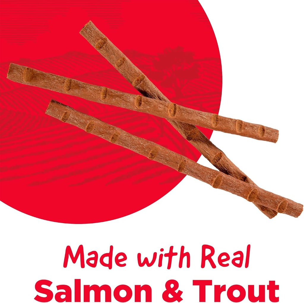 Close up of soft meaty stick cat treat texture