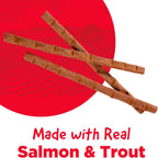 Close up of soft meaty stick cat treat texture