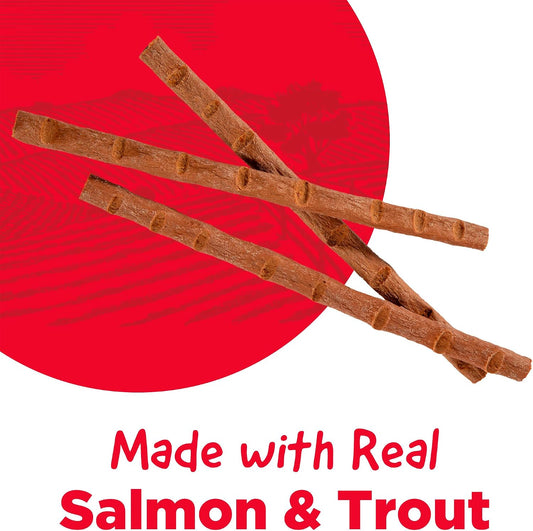 Close up of soft meaty stick cat treat texture