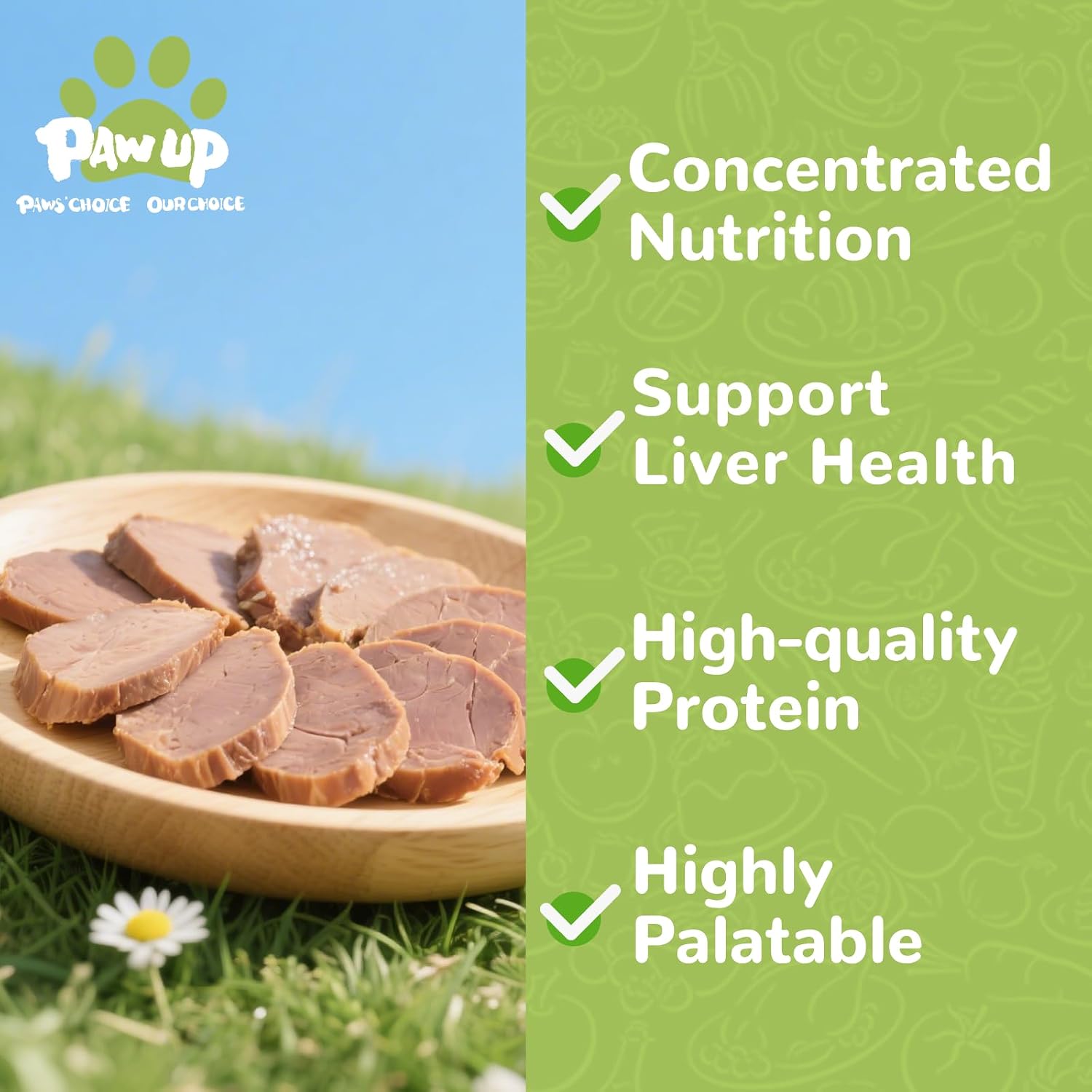 PAWUP freeze dried chicken liver food topper crumbled over cat food bowl