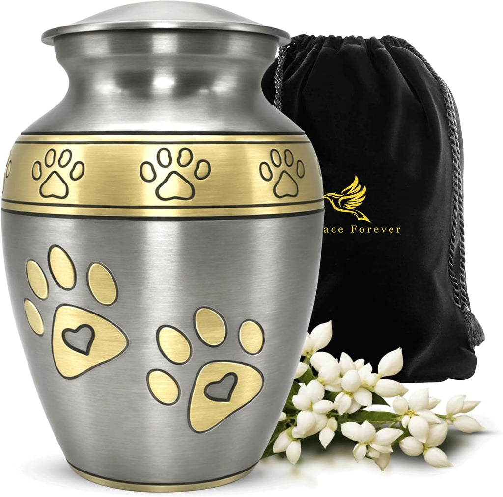 Size perspective of 4 inch high pet ashes urn