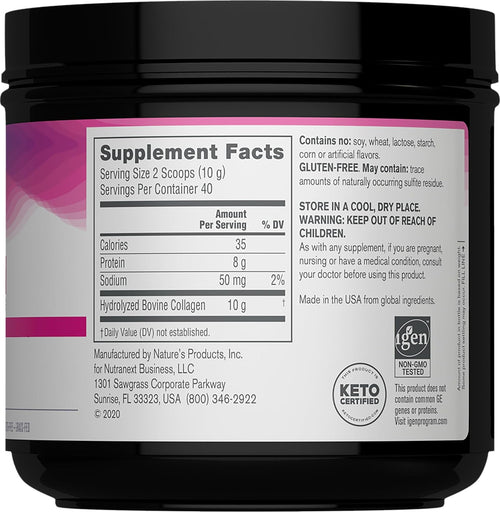 NeoCell Grassfed Collagen Peptides 14 ounce supplement nutrition facts and ingredients label